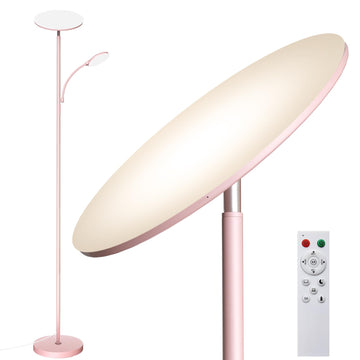 Pink Floor Lamps, 44W/4500LM Super Bright 2 in 1 LED Floor Lamp with Remote, Stepless Dimmable, 69" Tall Standing