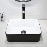 Rectangle Bathroom Sink with Faucet And Drain Combo-VASOYO 19x15 Inch Vessel Sink Above Counter Bathroom Vanity Sinks