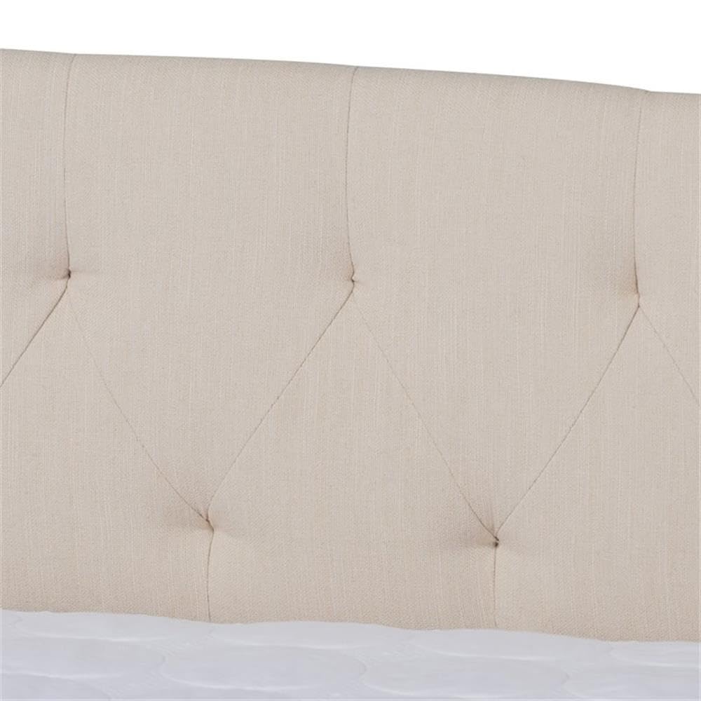 Delora Modern and Contemporary Beige Fabric Upholstered Queen Size Daybed with Roll-Out Trundle Bed