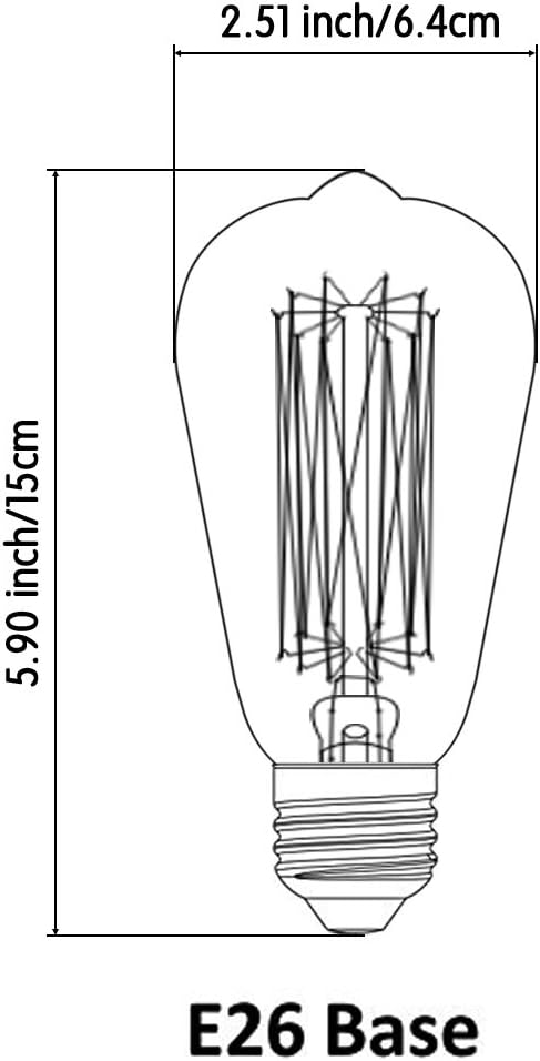 Vintage Edison Bulb Tungsten Wire - 110 Volts - Dimmable - 230 Lumens -2200K Warm Temperature Antique Light Bulb (60w)