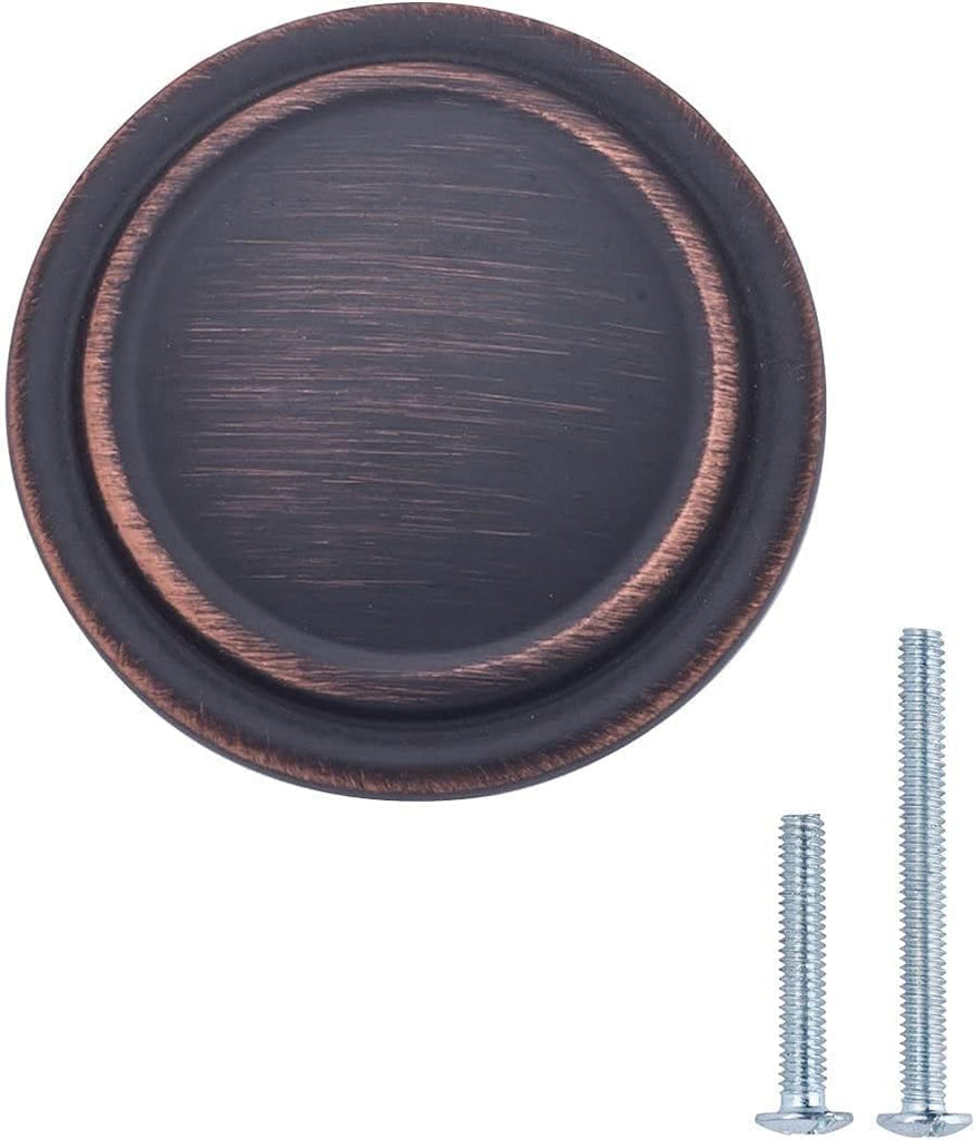 Straight Top Ring Cabinet Knobs and Drawers, 1.25-inch Diameter, Oil Rubbed Bronze, 25-Pack