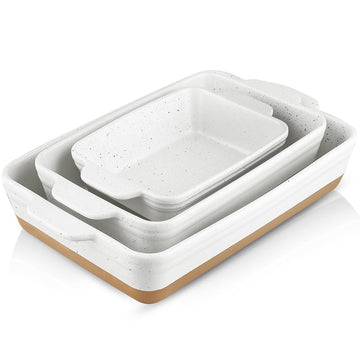 Baking Dish Set, 9x13 Baking Dish, Large Casserole Dish Set, Ceramic Lasagne Pan Deep, Baking Dishes for Casseroles