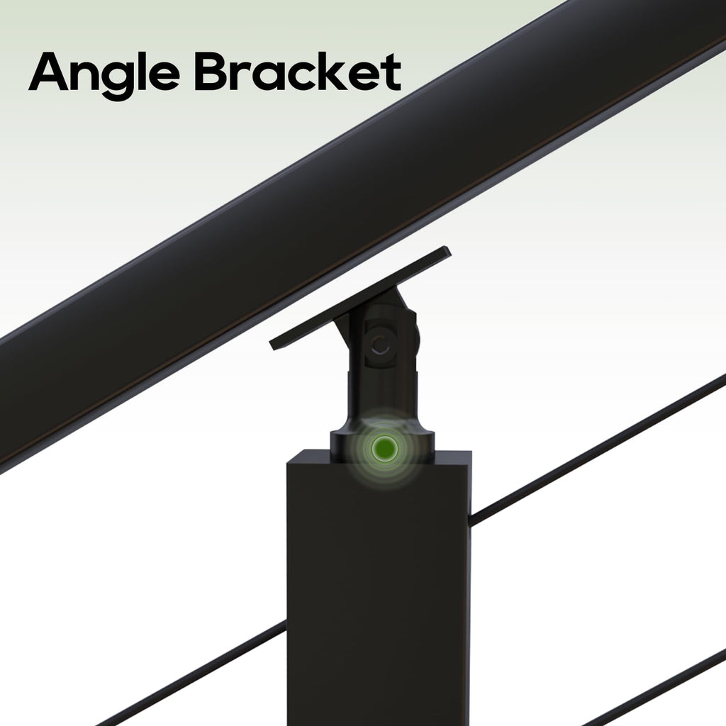 Stair Cable Railing Post 36" (35"X2"x2"), Angle Drilled Stainless Steel Deck Railing Post, Black Stair Angle Holes