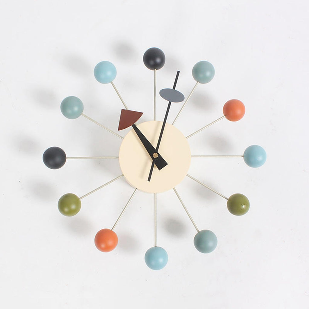 Inspired Nelson Style Round Ball Wood Wall Clock Decorative Wall Clock No Ticking Wall Hanging Clock Mid Century Home Decor Clocks