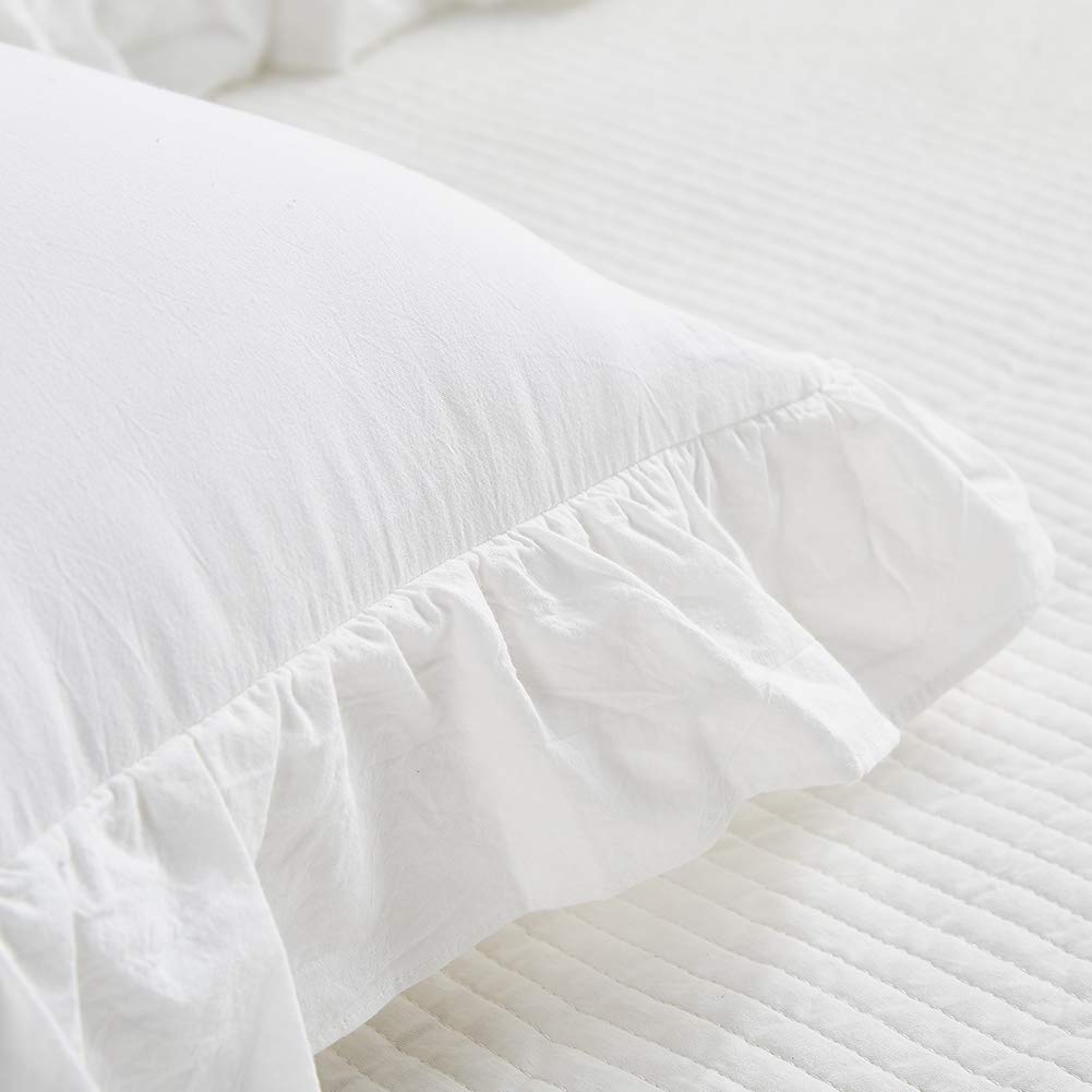 Off White Ruffle Decorative Throw Pillow Covers 20"x20"