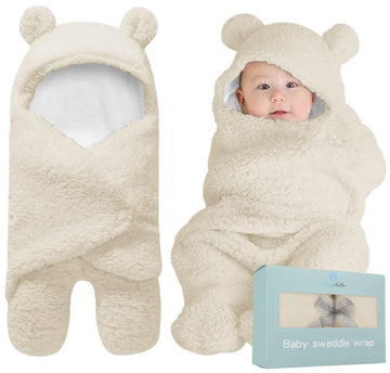Baby Swaddle Blanket | Ultra-Soft Plush Essential for Infants 0-6 Months | Receiving Swaddling Wrap Beige | Ideal