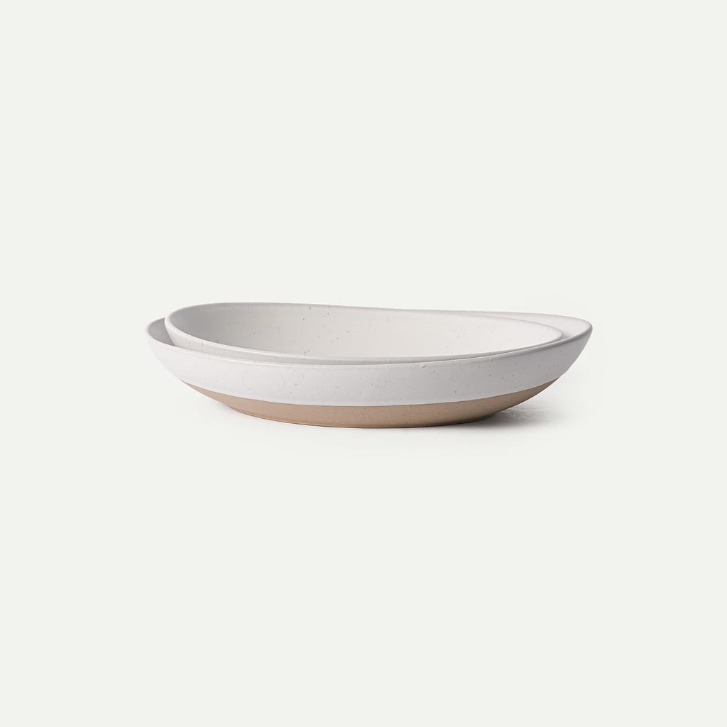 Jumbo and Large Serving Dishes Set of 2, 13 inch and 12 inch Ceramic Pottery Oval Platters - Microwave, Oven and