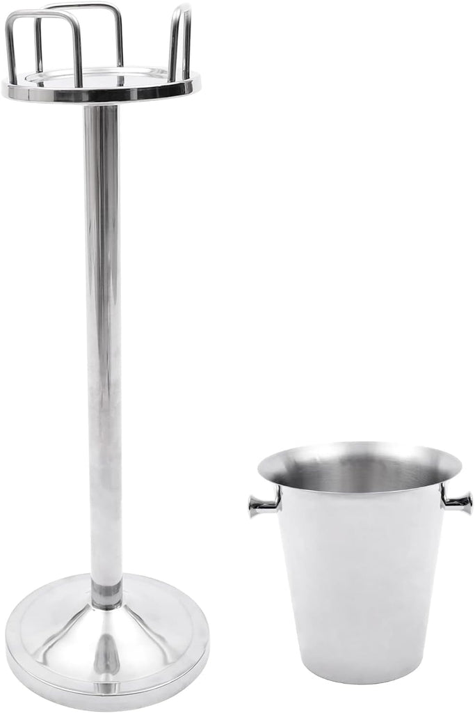 35.83" Ice Bucket with Stand, 5L Stainless Steel Champagne Bucket with Stand, Free Standing Ice Holder for Party