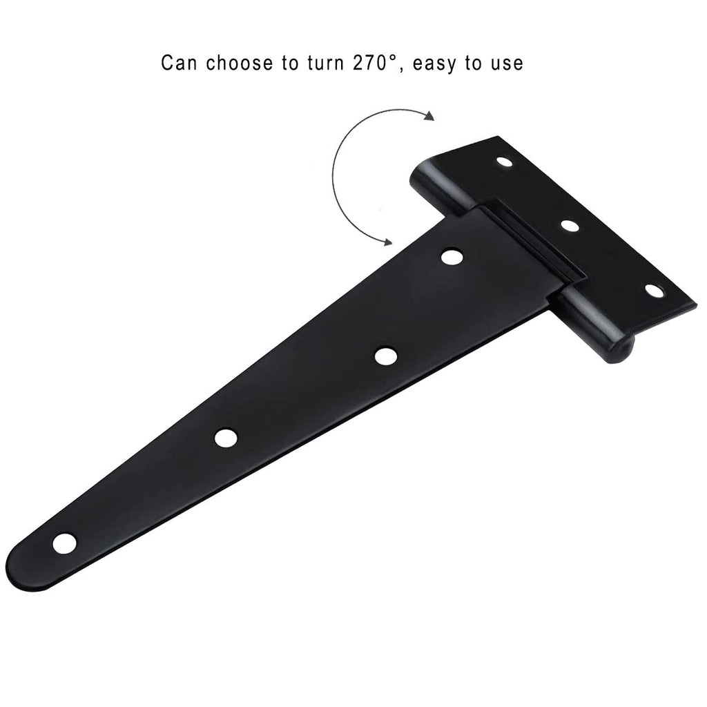 6 Inch T Strap Hinges 4 Pack, Heavy Duty Gate Hinges for Wood Fence