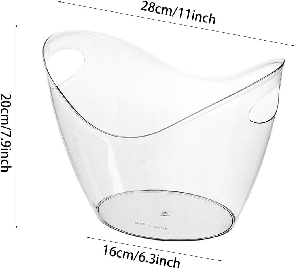 Ice Bucket 4 Liter Champagne Wine Bucket Clear Acrylic Beverage Tub Party Drinks Ice Tub for Wine, Champagne or - Set of 2