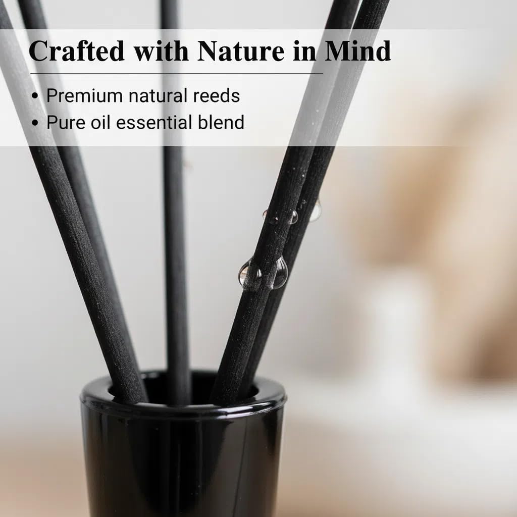 Oud & Bergamot Reed Diffuser, Long Lasting Essential Oil Fragrance - Set of 7