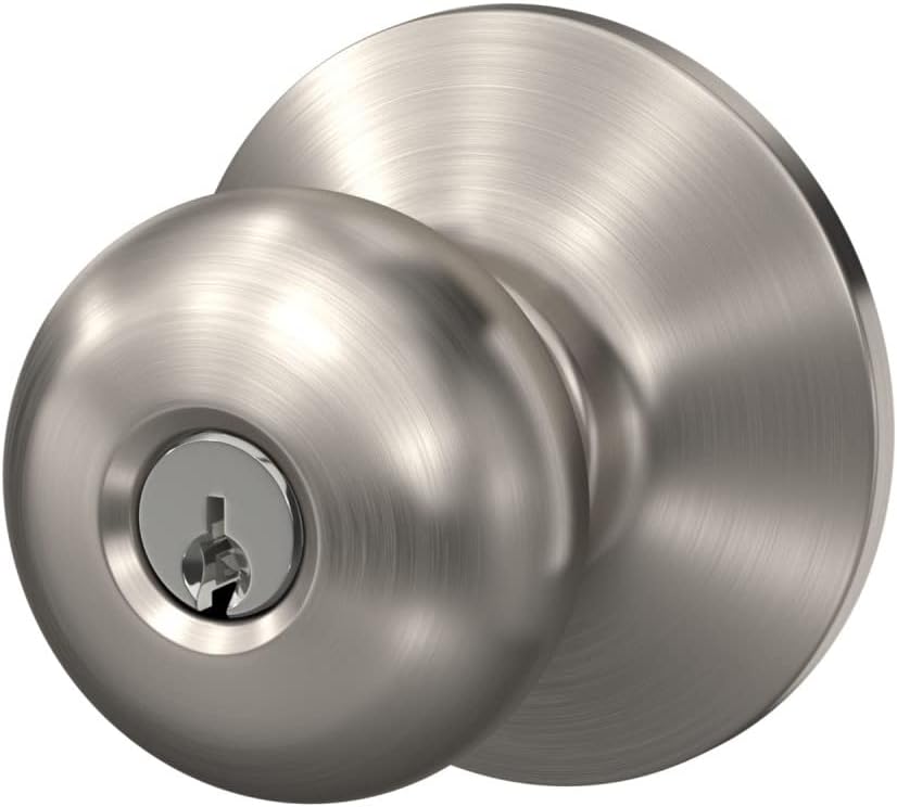 Plymouth Keyed Entry Door Knob, Interior/Exterior, Satin Nickel