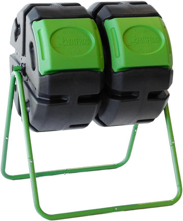 37-Gallon Dual-Chamber Tumbling Composter, Black/Green (HF-DBC4000) - UV-Inhibited, BPA-Free, Compost Bin for Garden