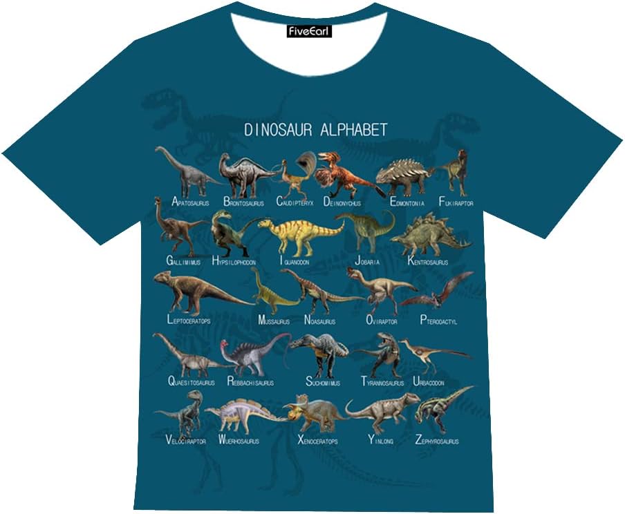 Kids Print 3D Dinosaurs Tees Shirts for Youth Boys Girls