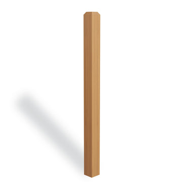58" Solid Wood Newel Post with Pedestal - Box Newels for Indoor Stair Railing, Plain Style Staircase Handrail