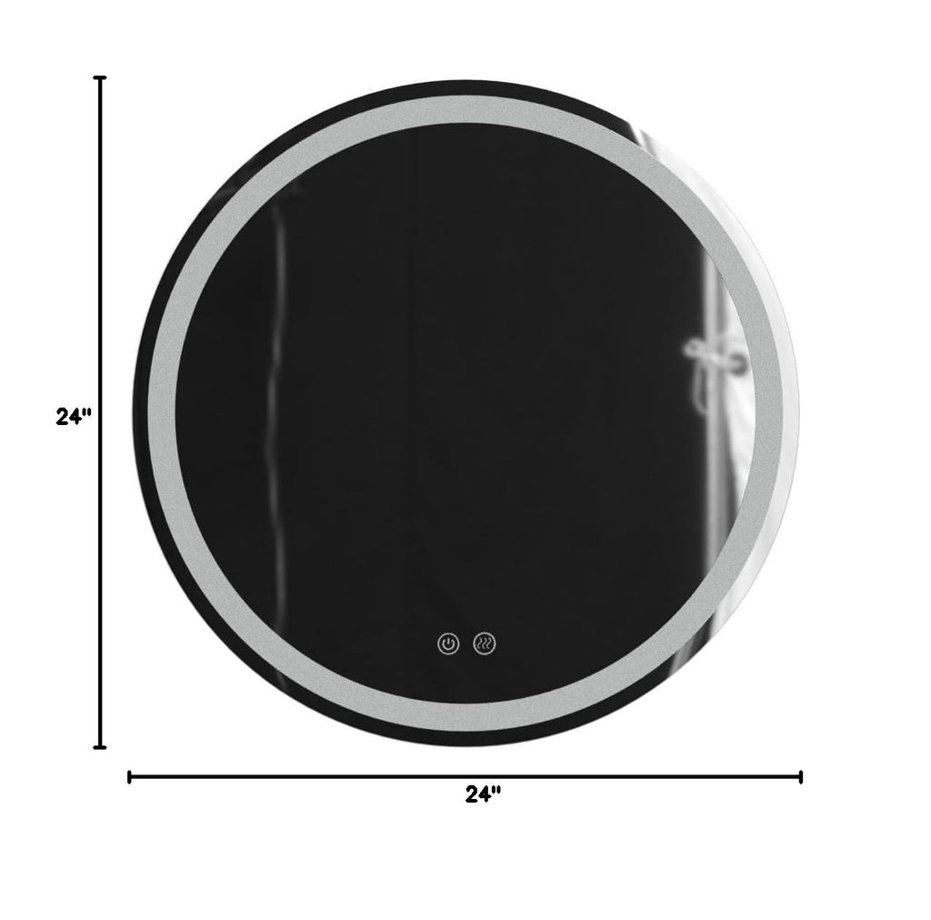 24 Inch LED Round Lighted Mirror, Bathroom Backlit Vanity Mirror Wall Mounted with 3000K/4000K/6000K Adjustable