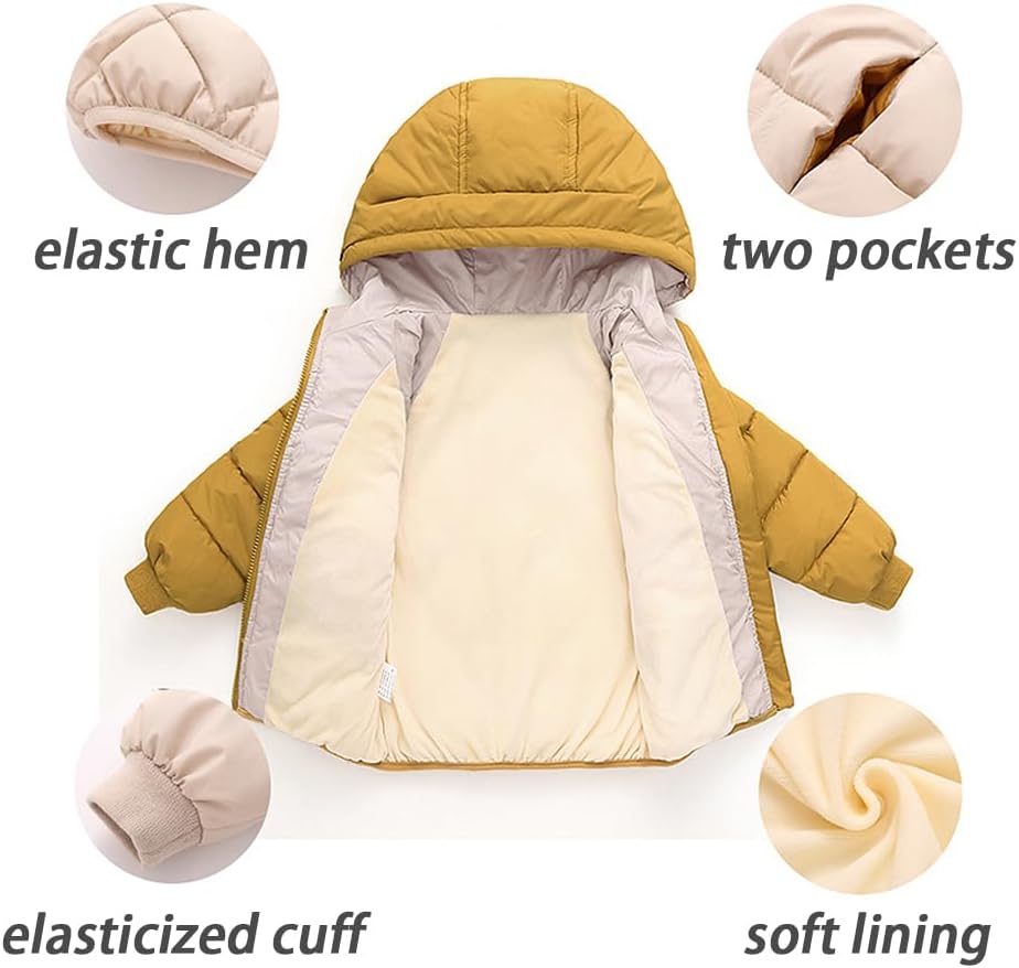 Toddler Boys Girls Winter Jacket,Hooded Neck