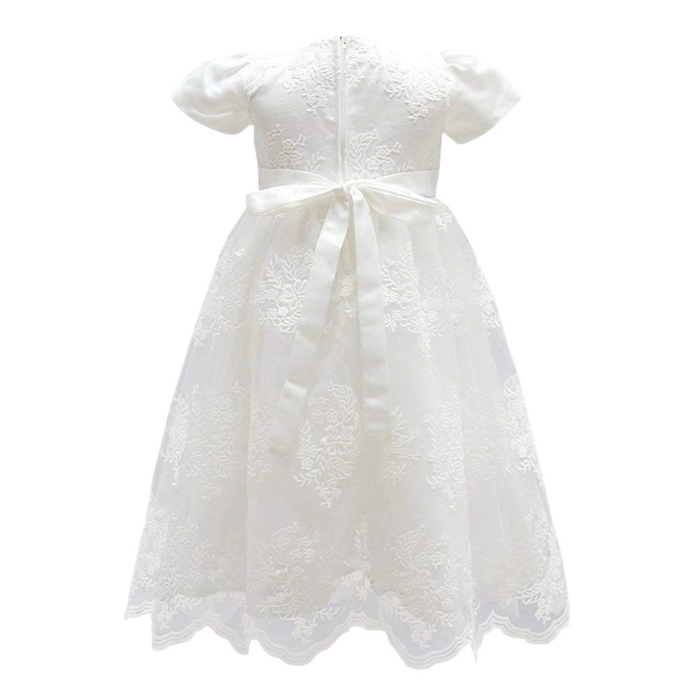 Baby Girl Flower Christening Baptism Dress Formal Party Gown Special Occasion Dresses For Toddler,Off White,6-12