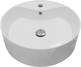 Karran Valera 18 Inch Round Vessel Bathroom Sink, Vitreous China Above Counter Vanity Sink with Overflow