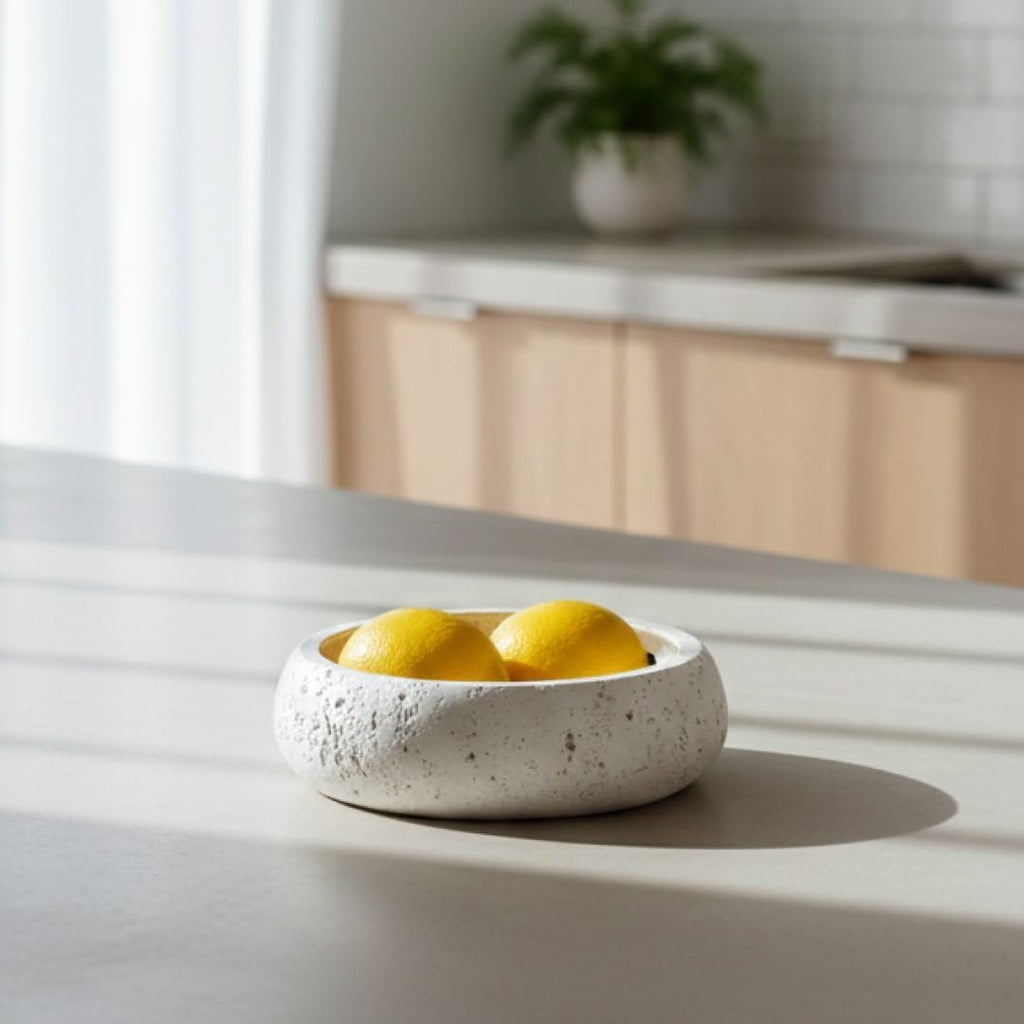 Earthy Vessel - Modern Decorative Bowl & Centerpiece for Coffee Table, Entryway or Candle Display (7.5" x 2.5") Gray