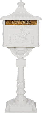 Classic White Cast Aluminum Mailbox & Postal Box