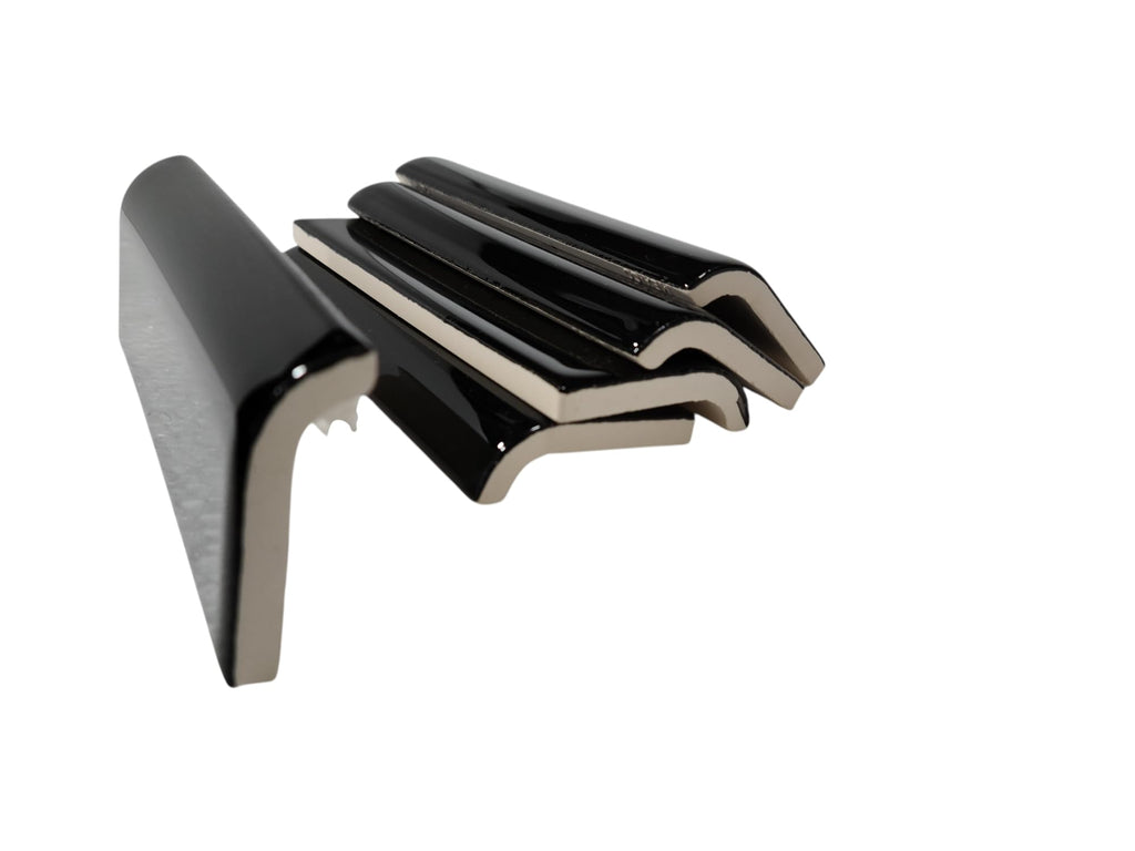 Black 2 x 6 in Ceramic Tile Bullnose Mud Cap Trim Edge 2x6 inch Mudcap Box 5 Piece