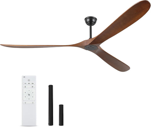 88" Ceiling Fan, Extra Large No Lights, 3 Wood Walnut Blades, DC Motor, Reversible Propeller Outdoor Ceiling Fan for Patios, Exterior House Porch, Farmhouse Gazebo with Remote Control A101-B0D9815C7D