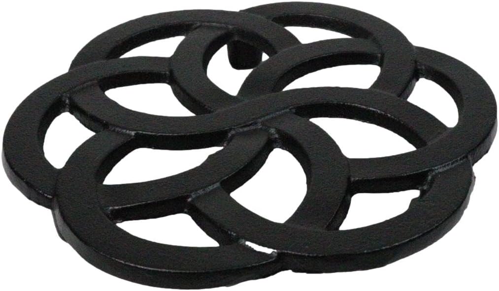 5" D Traditional Cast Iron Metal Tetsubin Teapot Trivet Stand Furniture Countertop Surface Protector Decorative