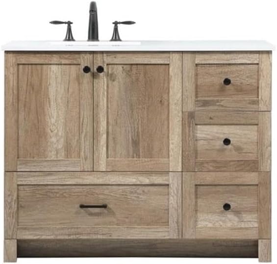 Elegant Decor Soma 42" Aluminum MDF Single Bathroom Vanity in Natural Oak