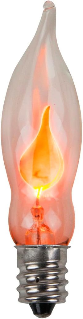 A101 Flicker Flame Light Bulb -3 Watt, 130 Volt, E12 Candelabra Base, Flame Shaped, Nickel Plated Base,- Dances