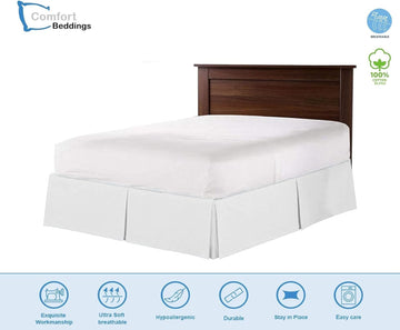 Magic Bed Skirt King 16 Inch Drop Bed Skirt 100% Cotton Blend No Mattress Lifter Wrap Around Skirt with Pleated Split
