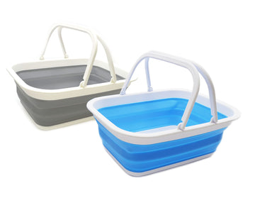 9.2L (2.37Gallon) Collapsible Tub with Handle - Portable Outdoor Picnic Basket/Crater - Foldable Shopping Bag - Space