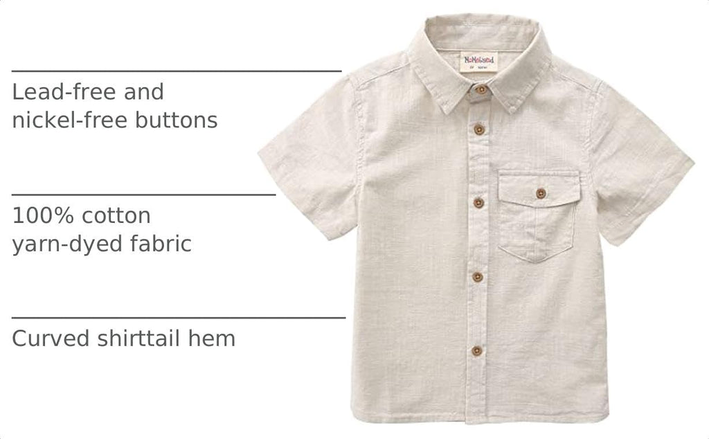 Toddler Little Big Boy Short Sleeve Button Down Shirt Linen Design