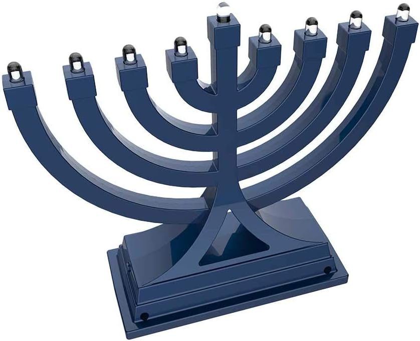 Zion Judaica Mini LED Hanukkah Battery or USB Operated - Multiple Light Settings On The Go Hanukkiah for Chanukah