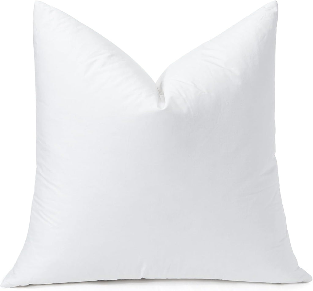 Pack of 1 Down and Feather Throw Pillow Inserts, 22 x 22 Soft Fluffy Square Pillow Inserts with 100% Cotton Cover