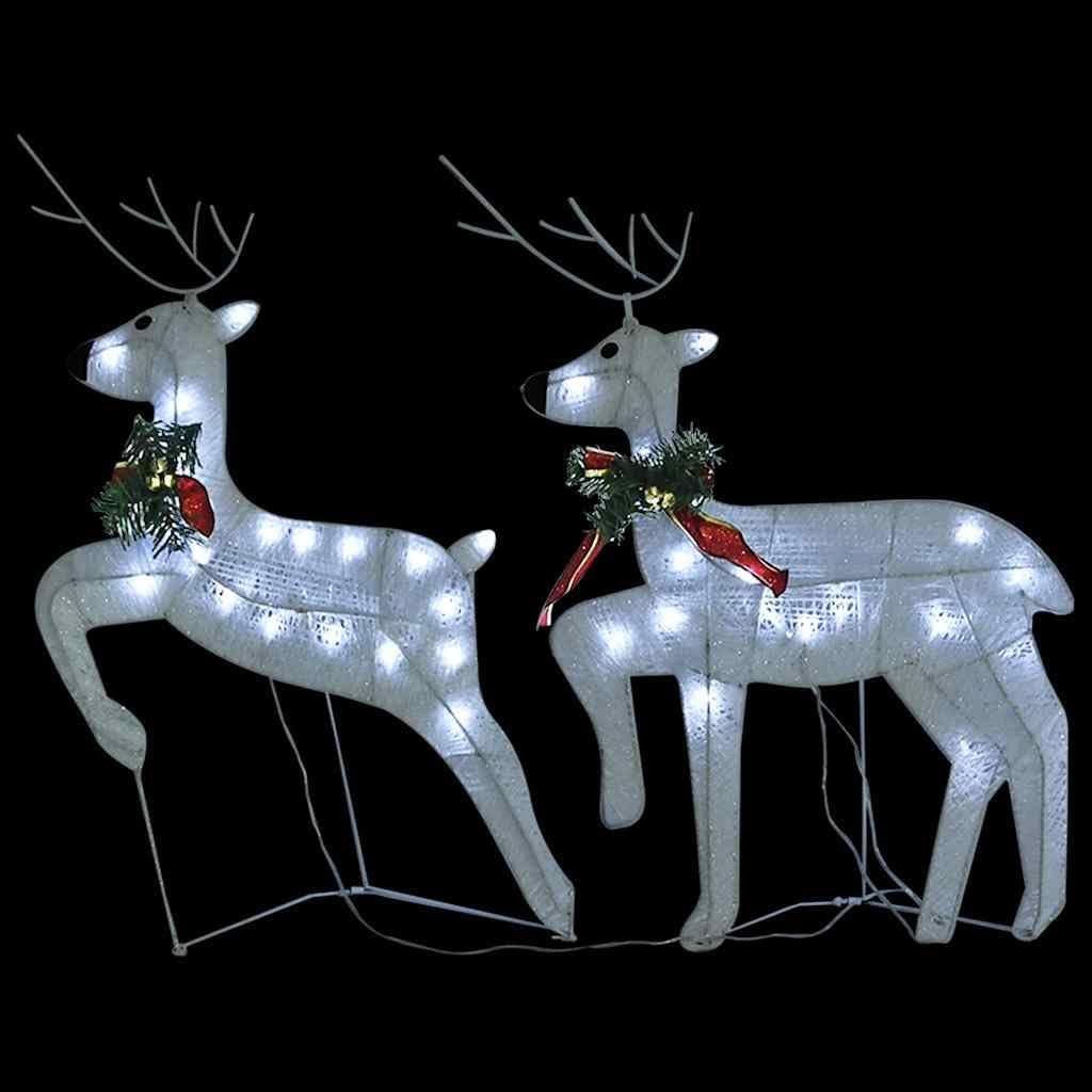 Lighted Reindeer & Sleigh Christmas Decoration with 140 LEDs for Outdoor Holiday Lawn Decoration, White - 522
