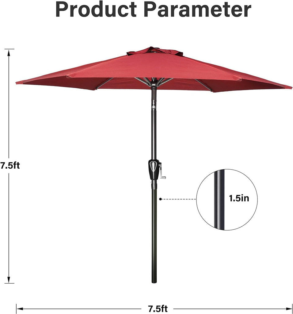 9' Patio Umbrella Outdoor Table Market Yard Umbrella with Push Button Tilt/Crank - Red - 1QS8