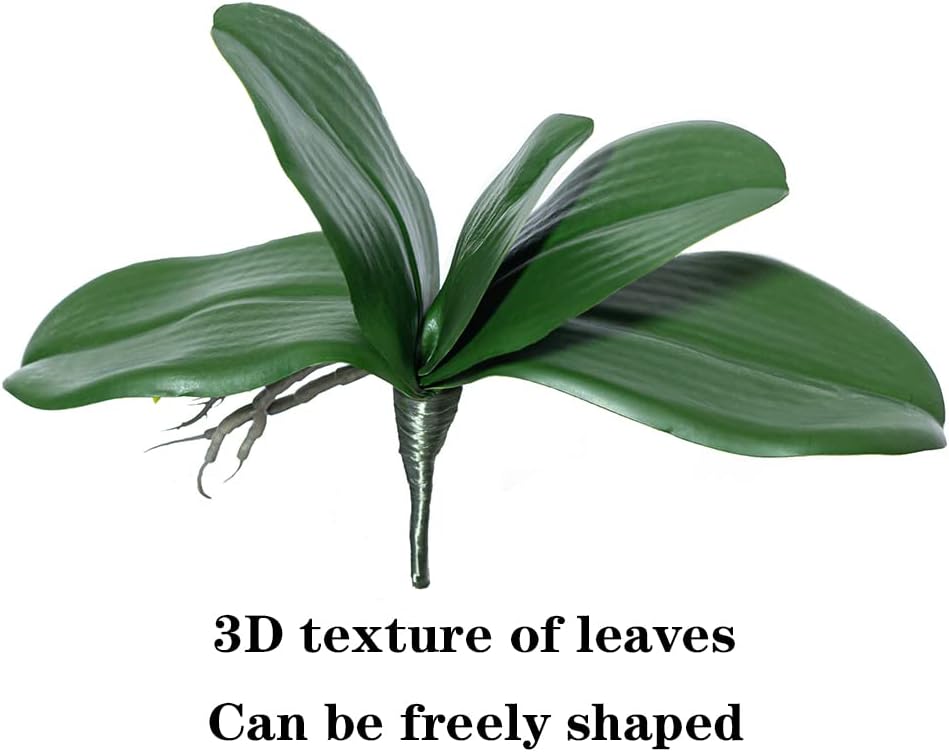 Artificial Orchid Plant, 35 Inch Phalaenopsis Flowers with Leaves, Real Touch Orchid Stems Decoration - Set of 4