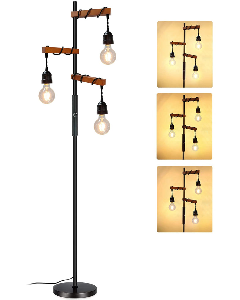 Dimmable Industrial Floor Lamp, Modern Farmhouse Tree Standing Lamps Bedroom Office Rustic Home Decor