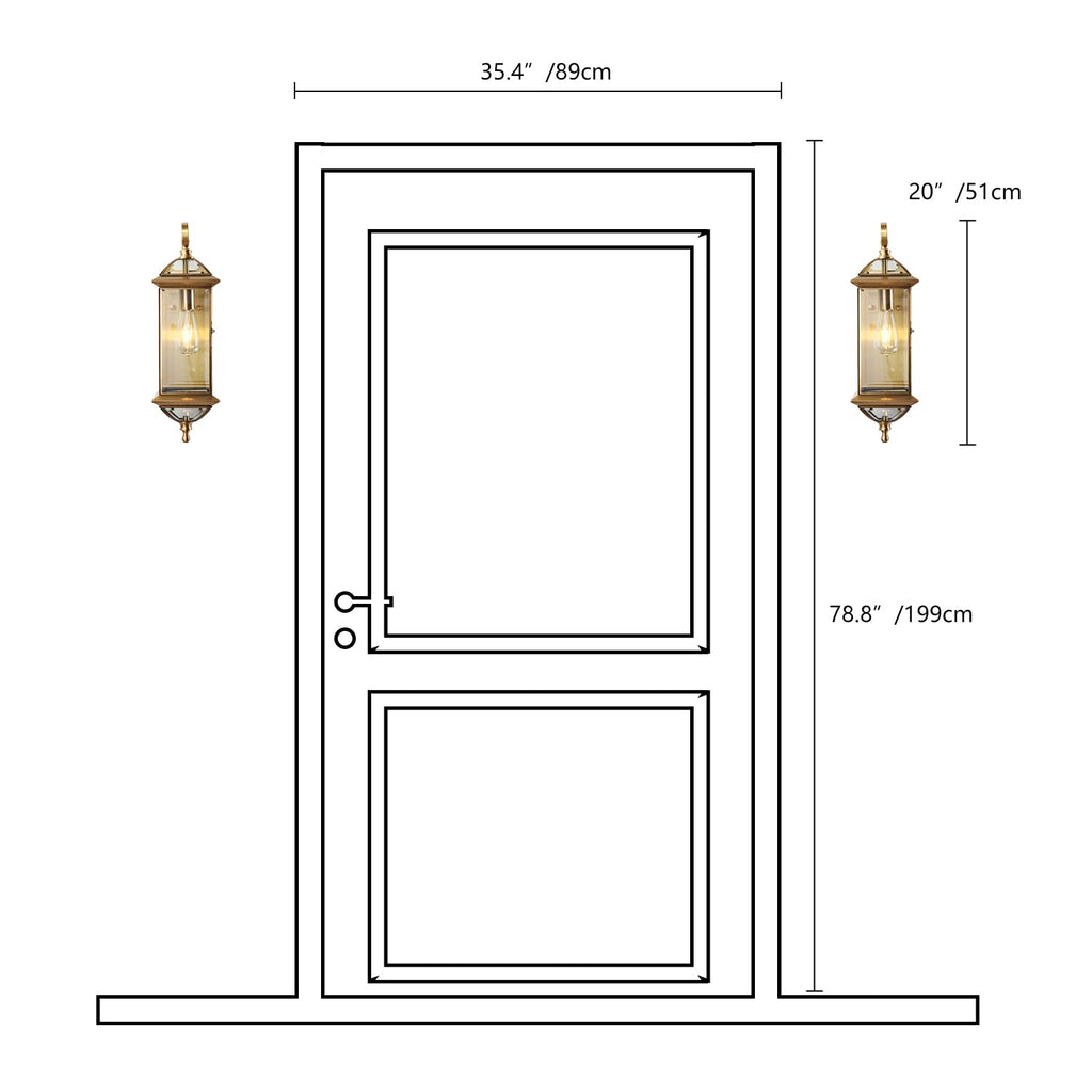 Copper Exterior Wall Light 20" H Outdoor Light Fixture Waterproof Wall Sconce Oil Rubbed Brass Porch Light with Clear