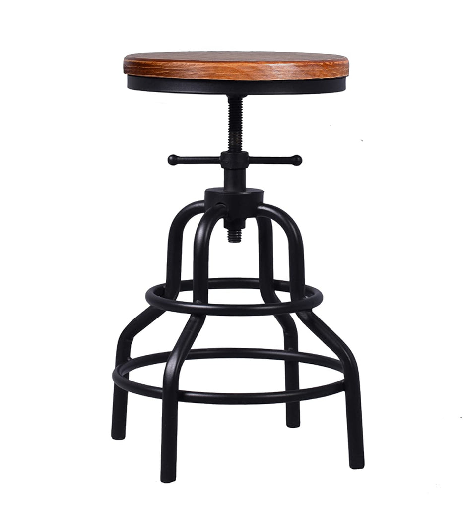 Retro Antique Industrial Design Metal Adjustable Height Bar Stool Chair Kitchen Dining Breakfast Chair Natural