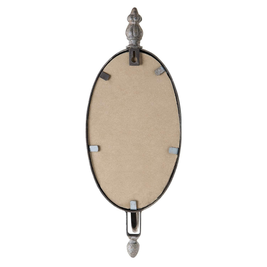 Antique Metal Candle Sconces Candlestick Holder Wall Mounted Distressed with Oval Faded-Looking Mirror