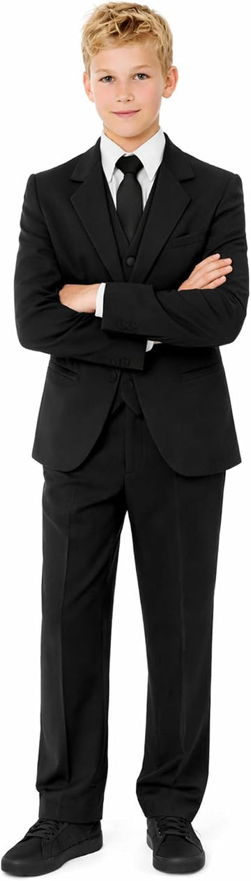 Boys Formal Complete 5 Piece Suit Set Vest Dress Pants Shirt Tie