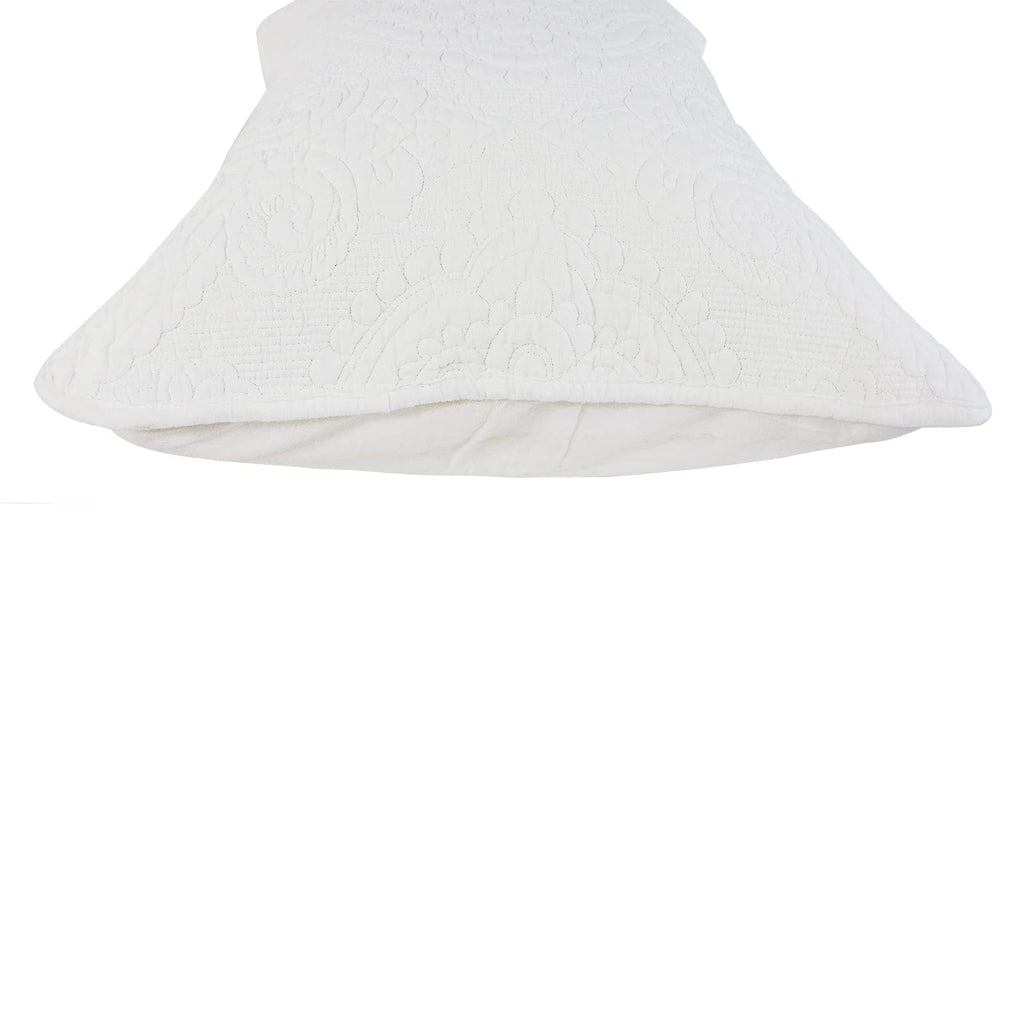 White Damask Quilted Pillow Shams Cotton Standard Size Pillow Cases Set of 2 Comfy Soft Decorative Pillow Covers