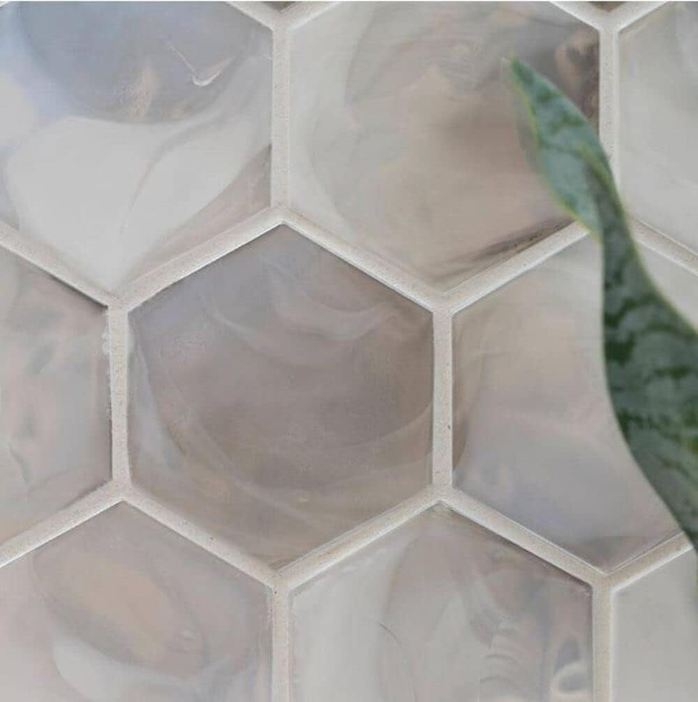 Natural Pearl Hexagon 3 Inches Glass Mosaic Tile - Elegant Pearl Glass Design backsplash, Bathroom, and Accent