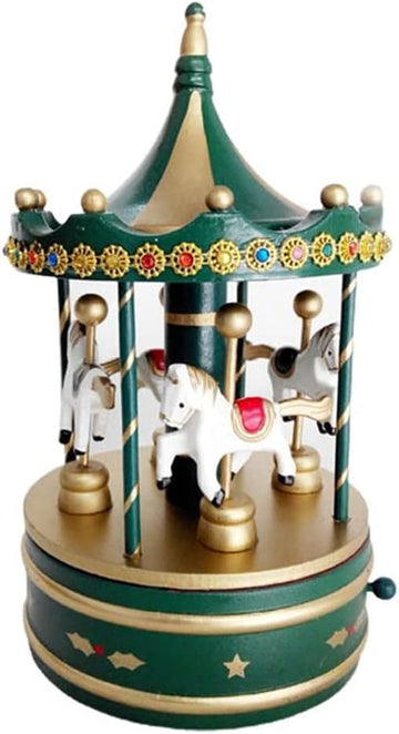 Wooden Classic Musical Carousel Music Box Cute Christmas Decorations