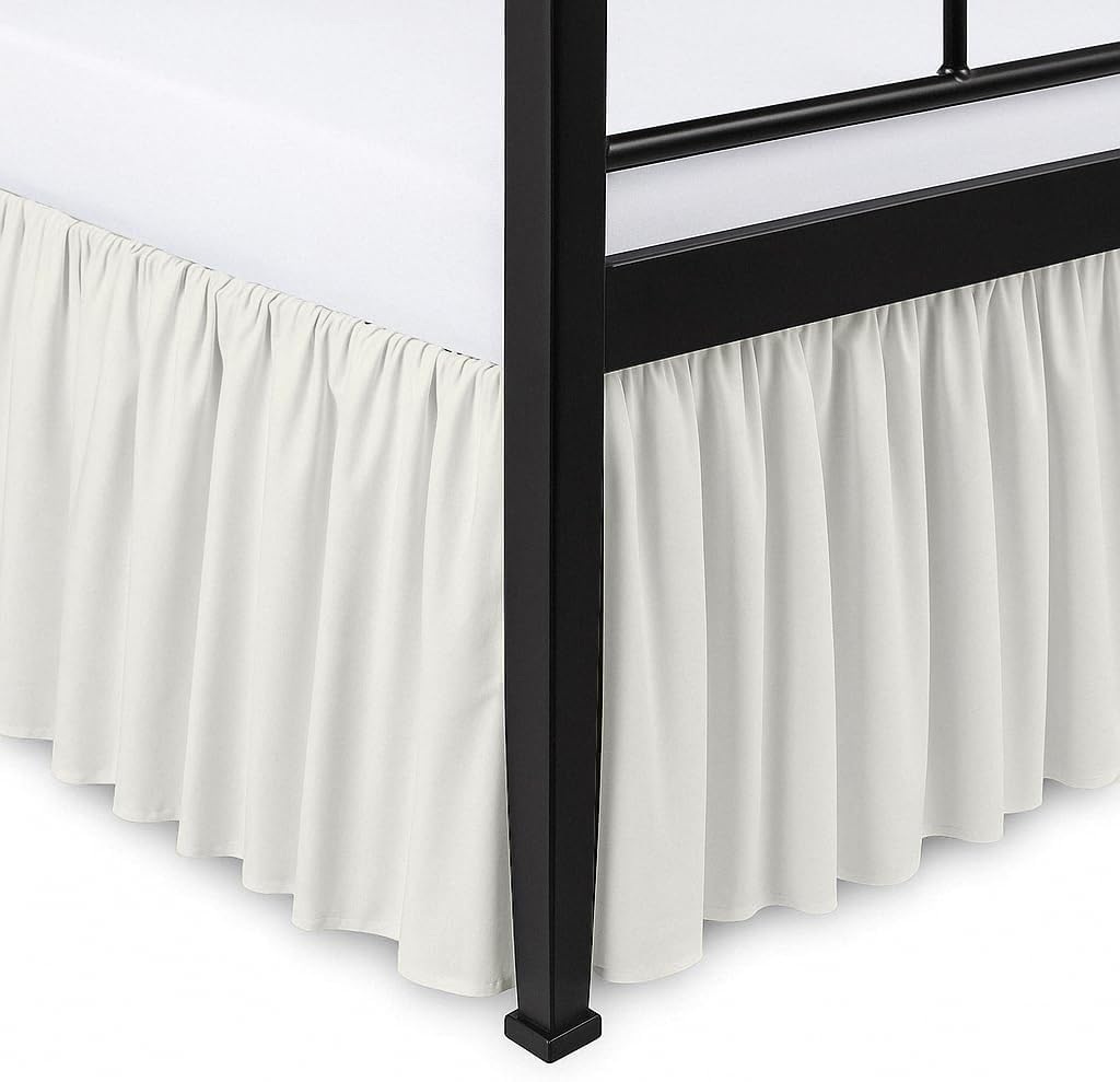 Ruffled Bed Skirt Split Corners with Platform, Tailored Fit Hotel Quality Wrinkle Free Ultra-Soft Microfiber Dust