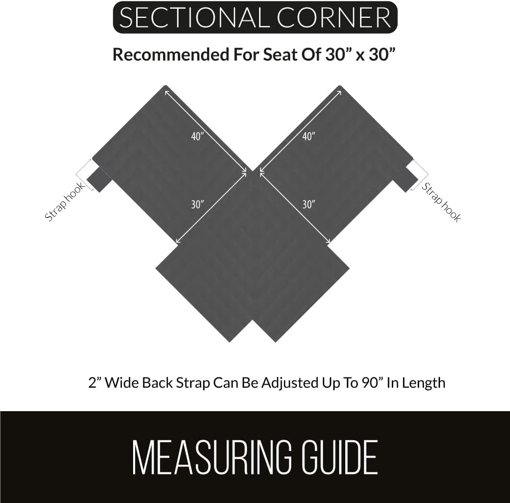 Couch Sectional Corner Slip Cover for Dogs with Strap Charcoal