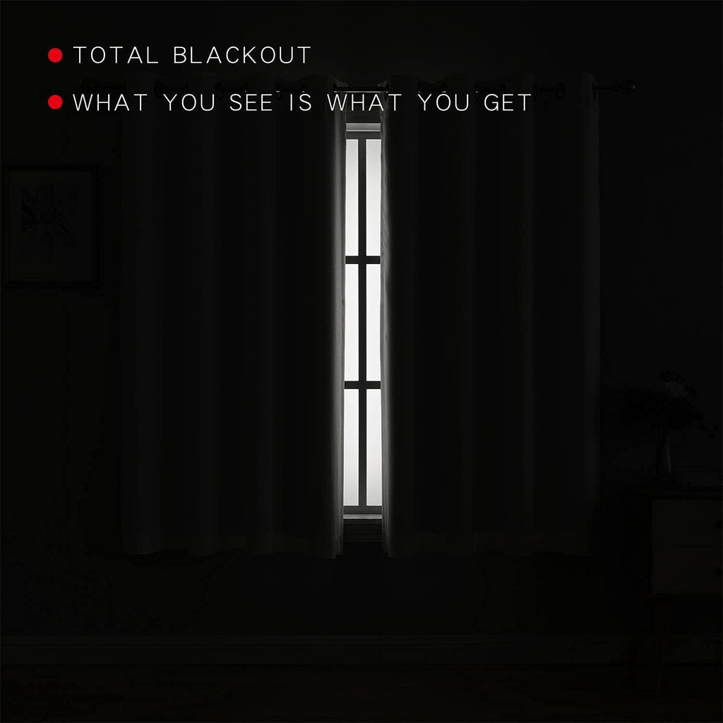 100% Blackout Curtains for Bedroom Living Room 84 Inches Long White Room Darkening Window Grommet Thermal Lined