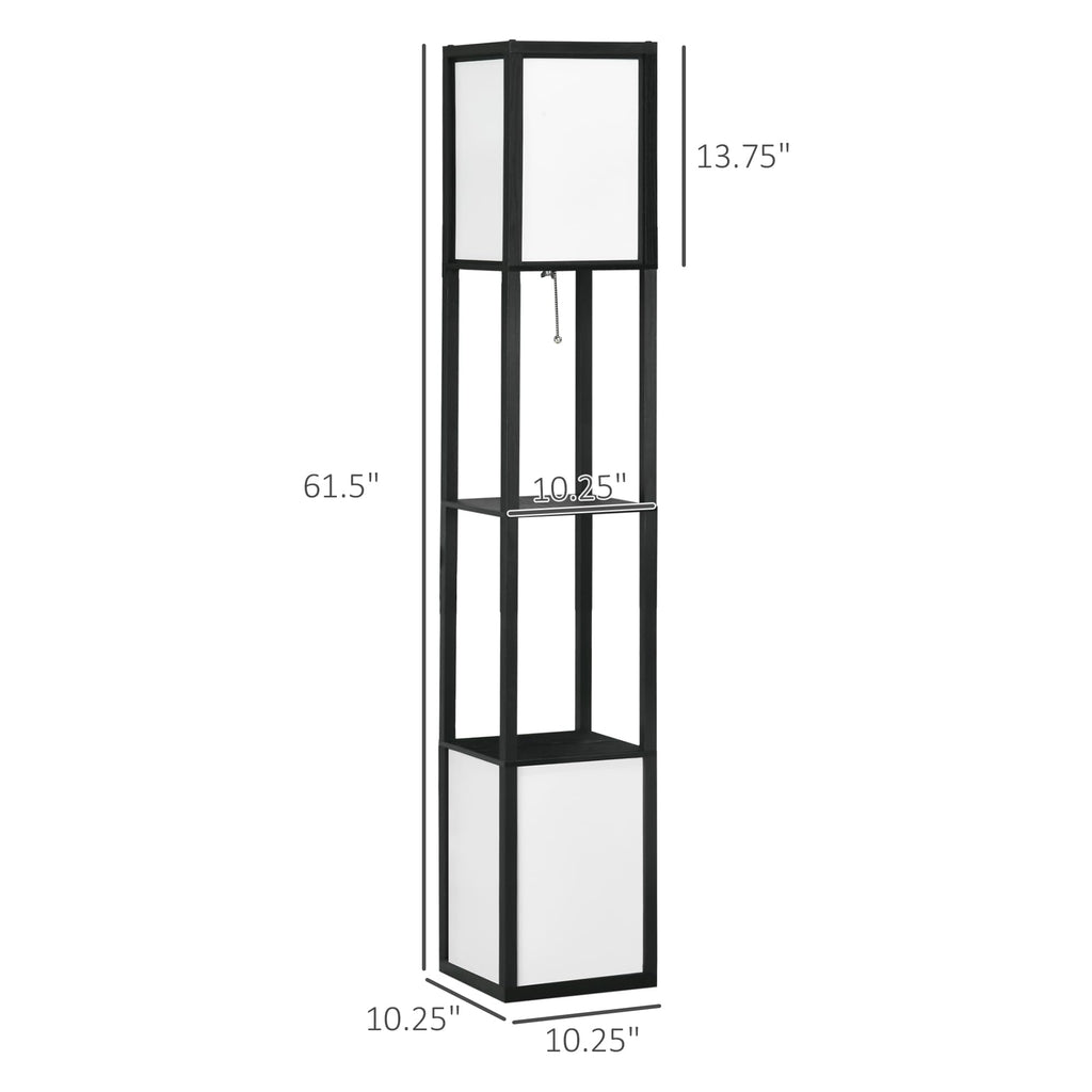 Modern Floor Lamp with Shelves & Dual Ambient Lighting Tall Black